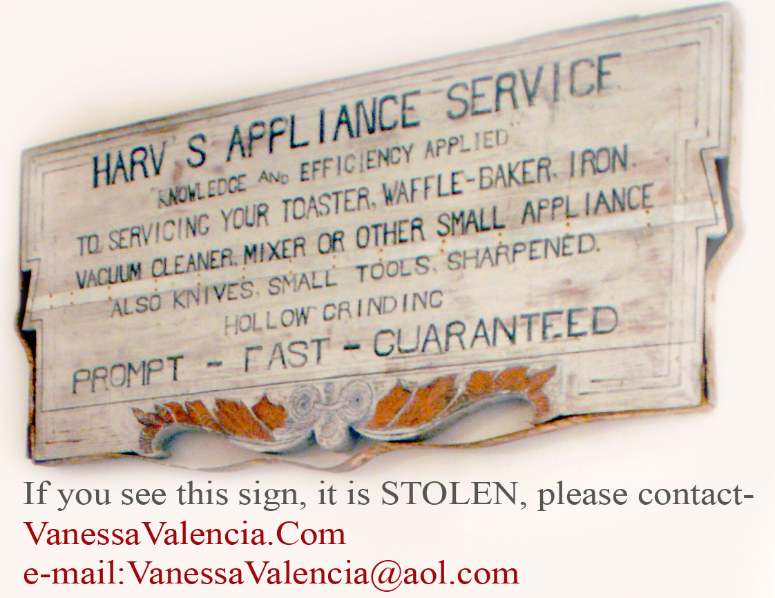 Antique Sign Harv's appliance service 3