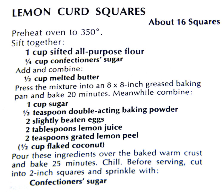Lemon curd squares Lemon curd squares